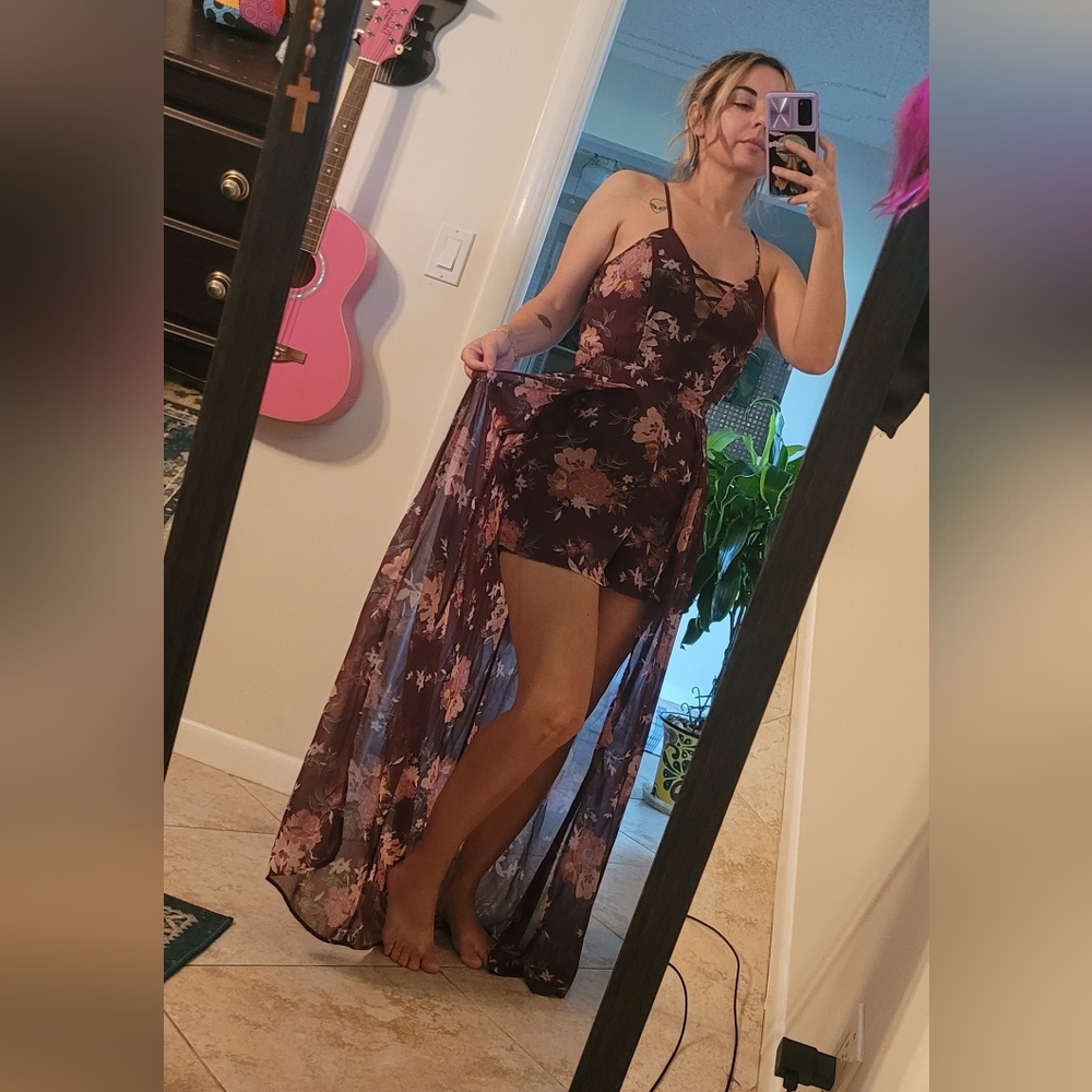Floral Purple Maxi Romper